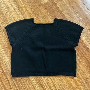 Olive Clothing Wool Short Sleeve Sweater in Noir Size XS